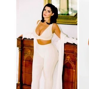 Cream Ribbed leggings